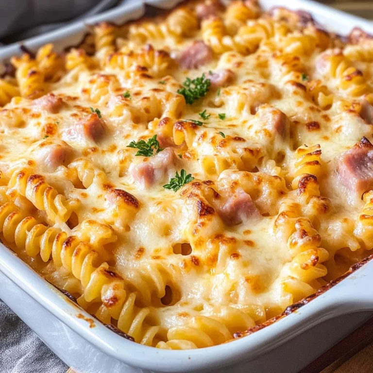 Einfacher Nudelauflauf mit Schinken & Käse