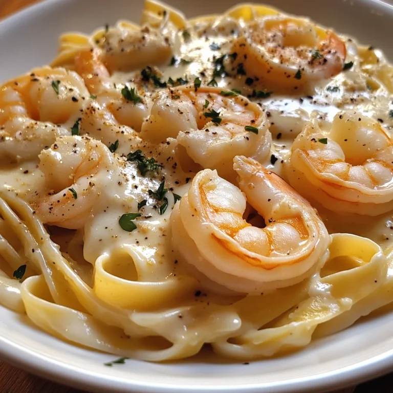 Fettuccine Alfredo mit Garnelen