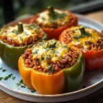 Gefüllte Paprikaschoten mit rotem Reis