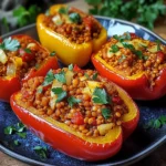 Gefüllte Spitzpaprika mit roten Linsen