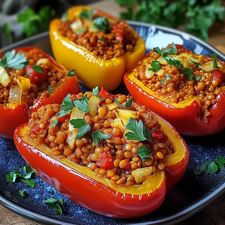 Gefüllte Spitzpaprika mit roten Linsen