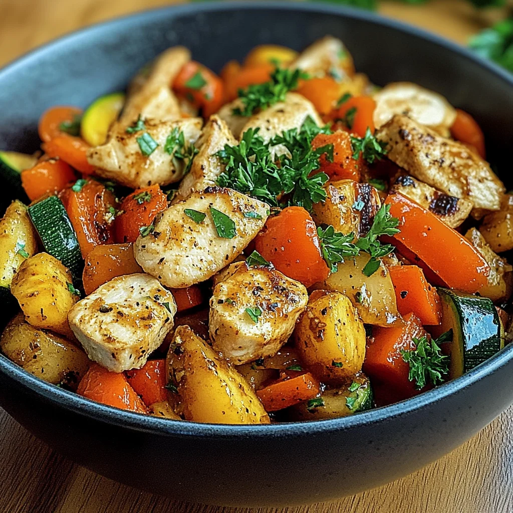 Leichte Gemüsepfanne mit Hähnchen