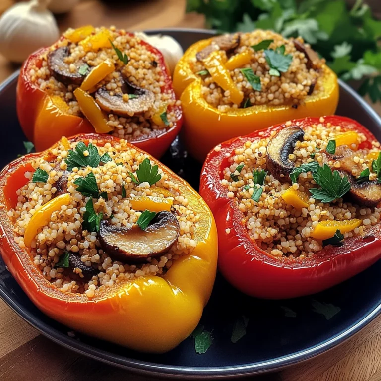 Paprika mit Hirse-Pilz-Füllung