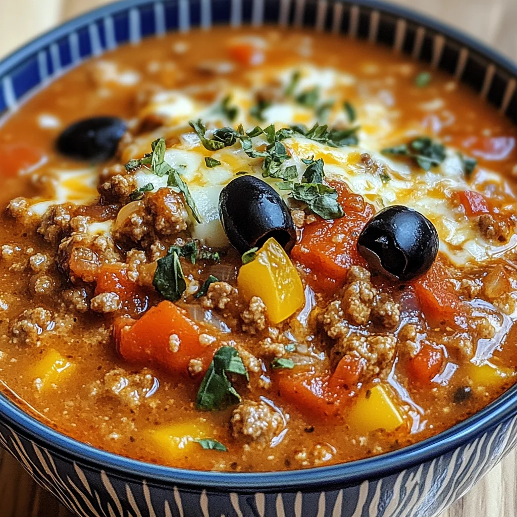 Pizzasuppe mit Hackfleisch