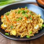 Chinesisch gebratene Nudeln mit Ei und Gemüse