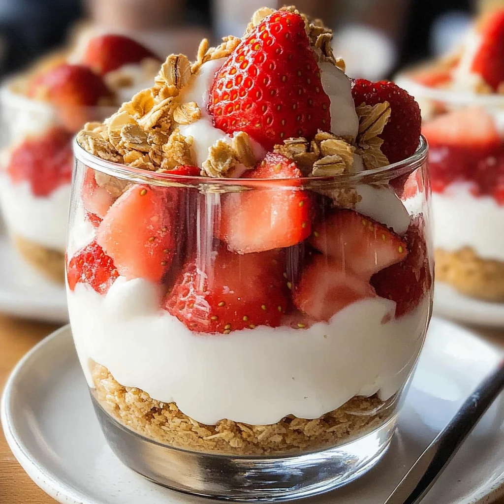 Erdbeer-Dessert im Glas mit Joghurt