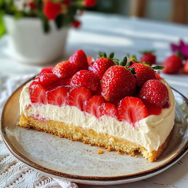 Erdbeerkuchen mit Vanillepudding ohne Backen - ganz einfach