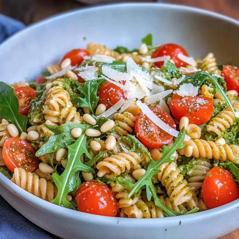 Nudelsalat mit Pesto & Rucola (ohne Mayo)