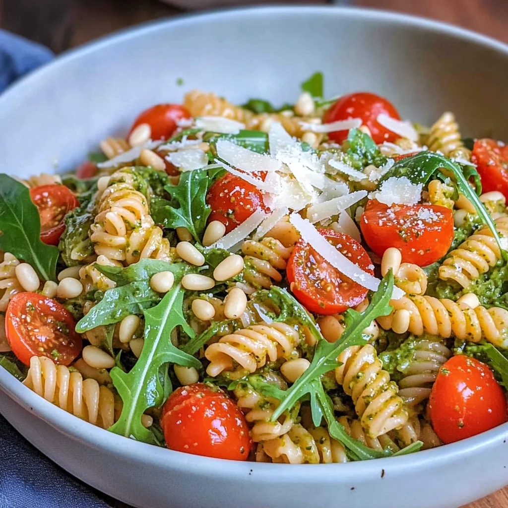 Nudelsalat mit Pesto & Rucola (ohne Mayo)